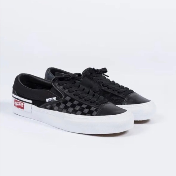 VANS Vault SLIP-ON CAP LX PONY Hair Black Checkerboard White Cut And Paste Sz 8 - Picture 6 of 14